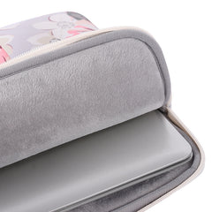 H40-B01 White Rose Pattern Laptop Case Bag Computer Liner Bag With Handle, 12 Inch, 13 Inch, 14 Inch, 15 Inch