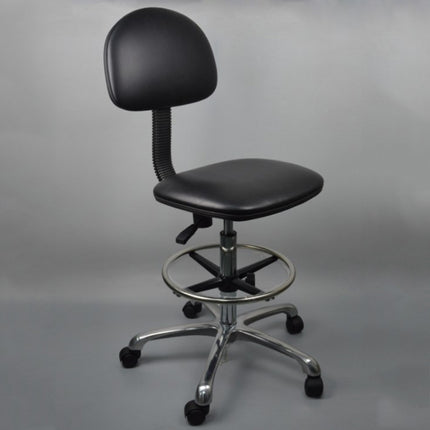 Anti-static Chair Liftable Adjustable Stool PU Leather Backrest Chair With Footrest,Spec:, Fixed Foot Cup 600-800mm, Mobile Wheel 620-820mm