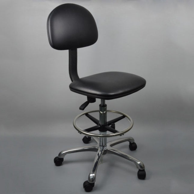 Anti-static Chair Liftable Adjustable Stool PU Leather Backrest Chair With Footrest,Spec:, Fixed Foot Cup 600-800mm, Mobile Wheel 620-820mm