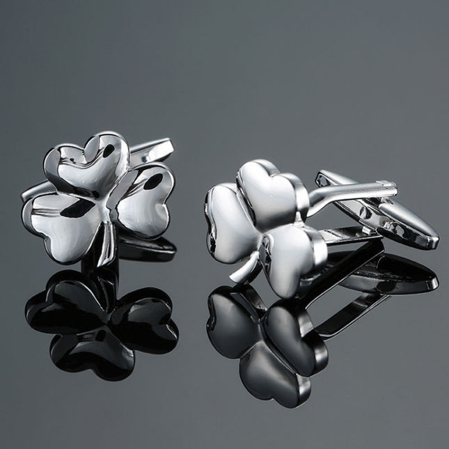 Men Clover Rose Pattern Cufflinks, Color: Red Strawberry, Silver Clover, Black Clover, Red Clover, Silver Maple Leaf, Gold Maple Leaf, Red Rose, Black Flower Pattern, Wine Red Silver Pattern, Black Cloud Pattern, Gold Cloud Pattern, Silver Laser Flower...