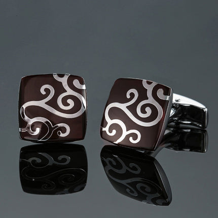 Men Clover Rose Pattern Cufflinks, Color: Red Strawberry, Silver Clover, Black Clover, Red Clover, Silver Maple Leaf, Gold Maple Leaf, Red Rose, Black Flower Pattern, Wine Red Silver Pattern, Black Cloud Pattern, Gold Cloud Pattern, Silver Laser Flower...