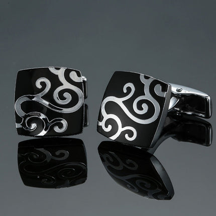 Men Clover Rose Pattern Cufflinks, Color: Red Strawberry, Silver Clover, Black Clover, Red Clover, Silver Maple Leaf, Gold Maple Leaf, Red Rose, Black Flower Pattern, Wine Red Silver Pattern, Black Cloud Pattern, Gold Cloud Pattern, Silver Laser Flower...