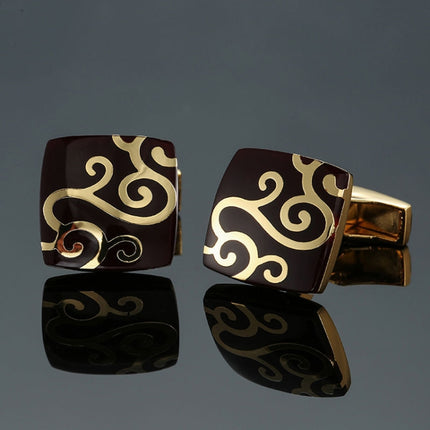 Men Clover Rose Pattern Cufflinks, Color: Red Strawberry, Silver Clover, Black Clover, Red Clover, Silver Maple Leaf, Gold Maple Leaf, Red Rose, Black Flower Pattern, Wine Red Silver Pattern, Black Cloud Pattern, Gold Cloud Pattern, Silver Laser Flower...