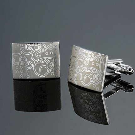 Men Clover Rose Pattern Cufflinks, Color: Red Strawberry, Silver Clover, Black Clover, Red Clover, Silver Maple Leaf, Gold Maple Leaf, Red Rose, Black Flower Pattern, Wine Red Silver Pattern, Black Cloud Pattern, Gold Cloud Pattern, Silver Laser Flower...