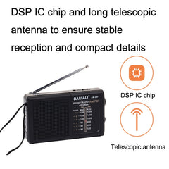 BAIJIALI BJL228 Retro Portable Two Band FM AM Radio Built-in Speaker, BJL228 White, BJL228 Black