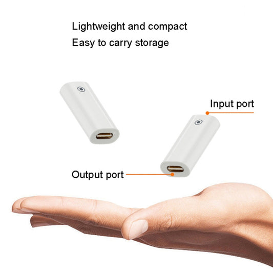 Adaptador de carga para Apple Pencil 1/2, convertidor de carga de lápiz óptico, conector hembra de 8 pines a conector hembra, conector hembra de 8 pines a conector hembra tipo C/USB-C