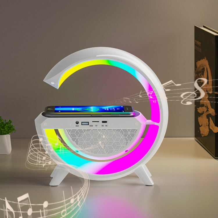 Smart Wireless Charging Ambient Light Bluetooth Speaker, DH001 (White)