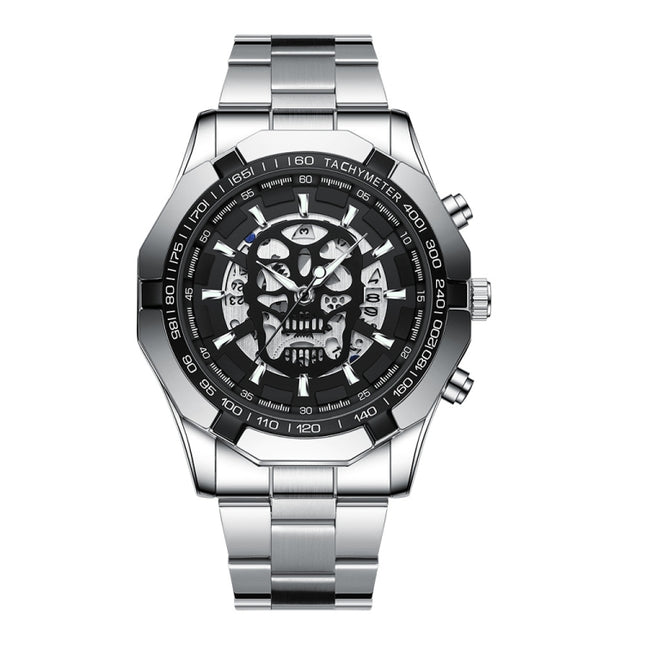BINBOND S034 30M Waterproof Quartz Watch Skull Skeleton Luminous Watch