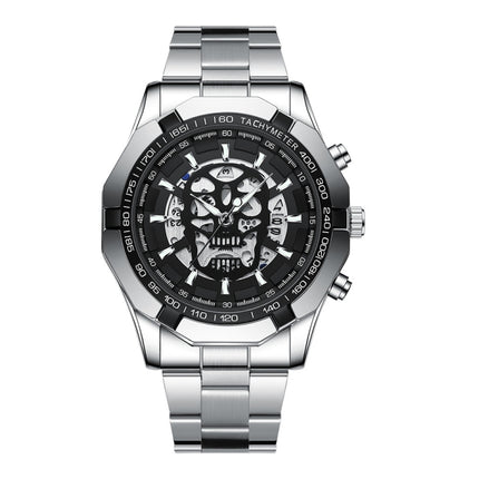 BINBOND S034 30M Waterproof Quartz Watch Skull Skeleton Luminous Watch