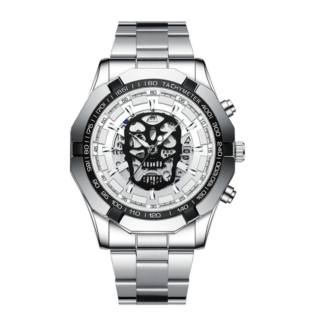 BINBOND S034 30M Waterproof Quartz Watch Skull Skeleton Luminous Watch
