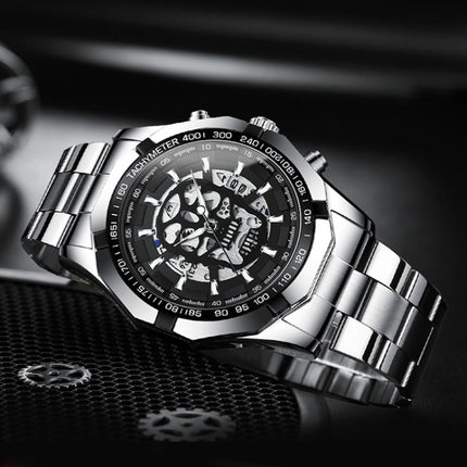 BINBOND S034 30M Waterproof Quartz Watch Skull Skeleton Luminous Watch