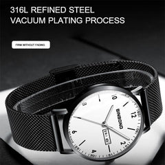 BINBOND B3820 30M Waterproof Ultra-thin Quartz Luminous Starry Watch, Black Net-Black-Starry