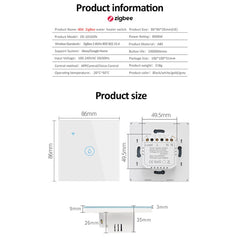 Tuya ZigBee 40A Smart High Power Water Heater Light Air Conditioner Switch Time Voice Remote Control, ZigBee 40A White, ZigBee 40A Black