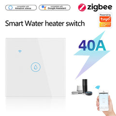 Tuya ZigBee 40A Smart High Power Water Heater Light Air Conditioner Switch Time Voice Remote Control, ZigBee 40A White, ZigBee 40A Black