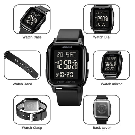 SKMEI 1858 Square Waterproof Digital Dual Display LED Luminous Watch, 1858 Red, 1858 Blue, 1858 Black, 1858 Rose Gold