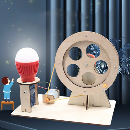 DIY Wooden Science Experiment Hand Generator Puzzle Toy, Hand Generator
