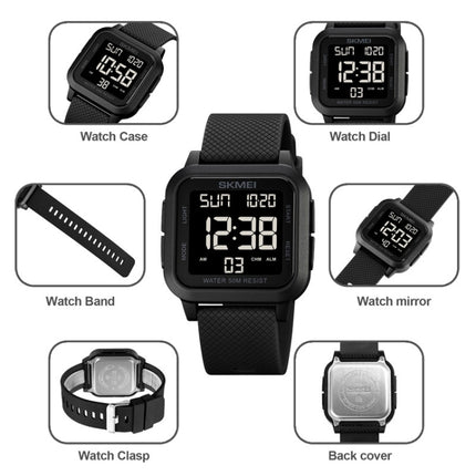 SKMEI 1894 Square Sports Waterproof Student Simple Multifunctional Luminous Watch, 1894