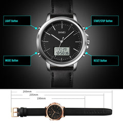 SKMEI 1652 Dual Movement Sports Leather Alloy Male Watch, Rose Gold Shell White Machine, Rose Gold Shell Black Machine, Gold Shell White Machine, Gold Shell Black Machine, Black Shell White Machine, Black Shell Black Machine, Silver Shell White Machine...