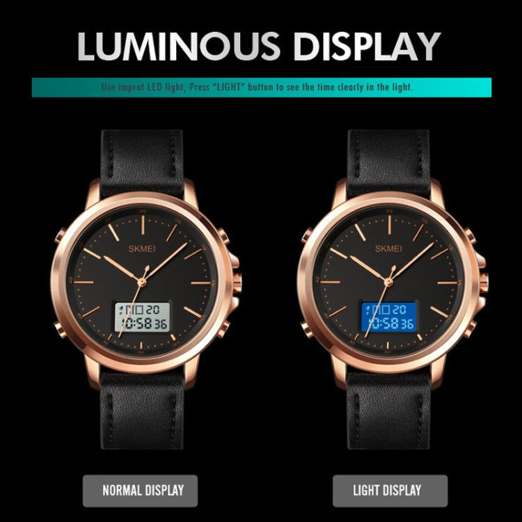 SKMEI 1652 Dual Movement Sports Leather Alloy Male Watch, Rose Gold Shell White Machine, Rose Gold Shell Black Machine, Gold Shell White Machine, Gold Shell Black Machine, Black Shell White Machine, Black Shell Black Machine, Silver Shell White Machine...