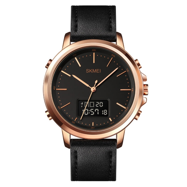 SKMEI 1652 Dual Movement Sports Leather Alloy Male Watch, Rose Gold Shell White Machine, Rose Gold Shell Black Machine, Gold Shell White Machine, Gold Shell Black Machine, Black Shell White Machine, Black Shell Black Machine, Silver Shell White Machine...