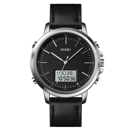 SKMEI 1652 Dual Movement Sports Leather Alloy Male Watch, Rose Gold Shell White Machine, Rose Gold Shell Black Machine, Gold Shell Black Machine, Black Shell Black Machine, Silver Shell White Machine, Silver Shell Black Machine