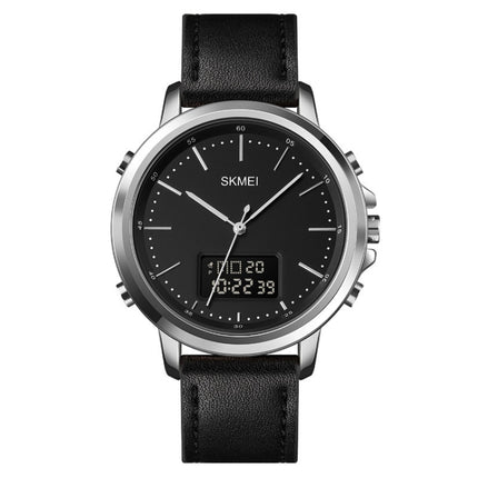 SKMEI 1652 Dual Movement Sports Leather Alloy Male Watch, Rose Gold Shell White Machine, Rose Gold Shell Black Machine, Gold Shell Black Machine, Black Shell Black Machine, Silver Shell White Machine, Silver Shell Black Machine