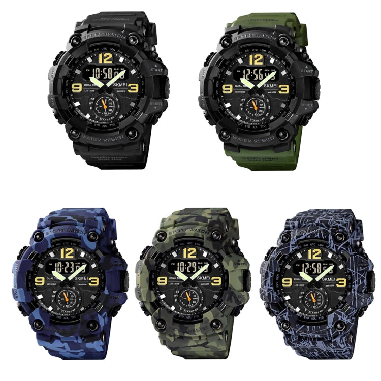 SKMEI 1637 Sports Digital Display Outdoor Shockproof Plastic Large Dial Men Watch, Black, Army Green, Blue Camouflage, Army Green Camouflage, Gray Black