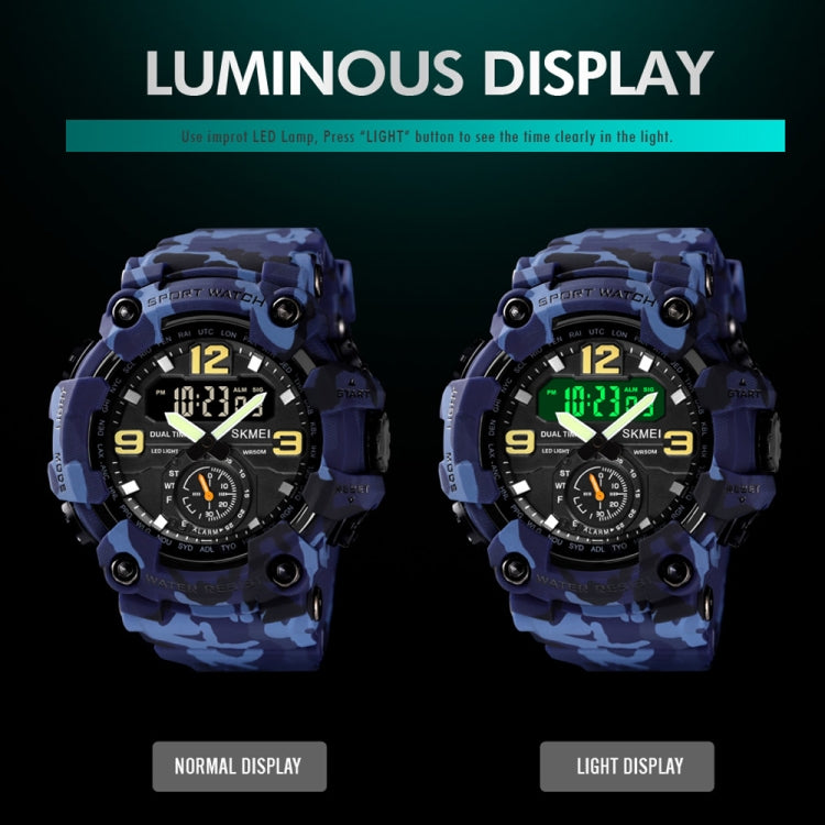 SKMEI 1637 Sports Digital Display Outdoor Shockproof Plastic Large Dial Men Watch, Black, Army Green, Blue Camouflage, Army Green Camouflage, Gray Black