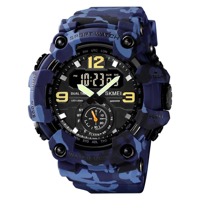 SKMEI 1637 Sports Digital Display Outdoor Shockproof Plastic Large Dial Men Watch, Army Green, Blue Camouflage, Army Green Camouflage, Gray Black