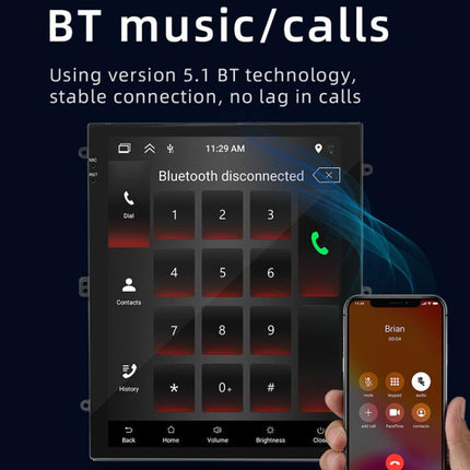 9.7 inch Vertical Screen Bluetooth Radio Android 13 GPS Navigation Device, 2+64G