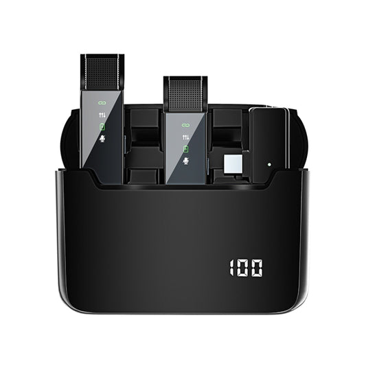 Digital Display Wireless Lavalier Microphone With Charging Compartment,Spec:, S16-S One To Two Black USB-C/Type-C Interface, S16-S One To Two Black 8 Pin Interface