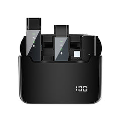 Digital Display Wireless Lavalier Microphone With Charging Compartment,Spec:, S16-S One To Two Black USB-C/Type-C Interface, S16-S One To Two Black 8 Pin Interface