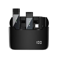 Digital Display Wireless Lavalier Microphone With Charging Compartment,Spec:, S16-S One To Two Black USB-C/Type-C Interface, S16-S One To Two Black 8 Pin Interface