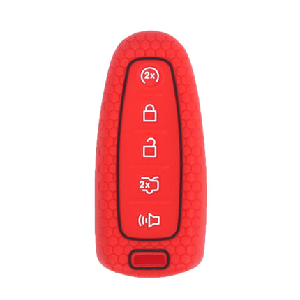 For Ford Edge/Explorer 2pcs 5-Button Key Silicone Case, Black, Red, Pink, Sea Blue