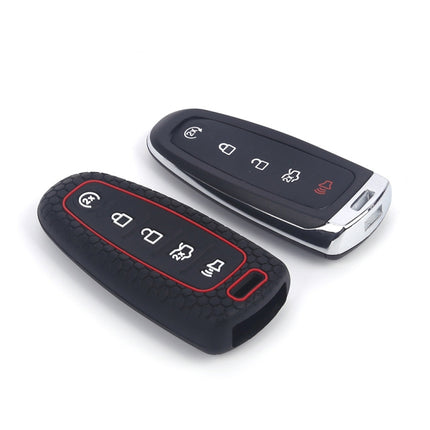 For Ford Edge/Explorer 2pcs 5-Button Key Silicone Case, Black, Red, Pink, Sea Blue