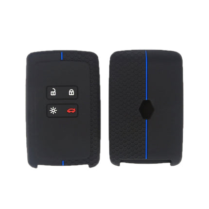 For Renault Koleos/Megane 2pcs 4 Button Honeycomb Pattern Silicone Key Cover, Black Red Line, Red White Line, Sea Blue Black Line, Dark Gray Black Line, White Black Line, Black Blue Line, Black White Line