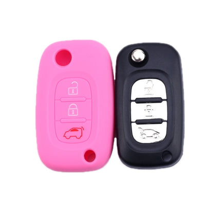 For Mercedes-Benz Smart Folding 2pcs 3 Button Silicone Key Case, Rose Red, Pink, Orange, Yellow, Apple Green, Sea Blue, Light Blue, Purple, White Gray, Black