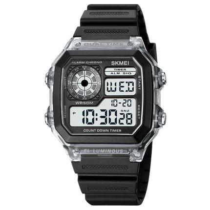 SKMEI 1998 Transparent Shell Ice Sensor Outdoor Sports Waterproof Multi-function Watch, 1998 White, 1998 Black