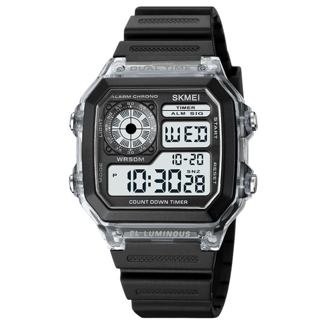 SKMEI 1998 Transparent Shell Ice Sensor Outdoor Sports Waterproof Multi-function Watch, 1998 White, 1998 Black