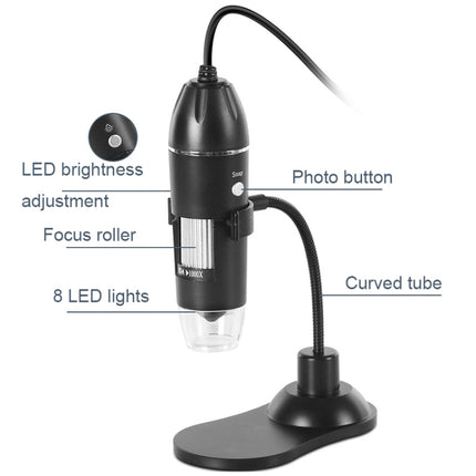 A8 50X-1000X USB Hose Stand Digital Microscope LED Light Handheld Portable Microscope, A8 50X-1000X