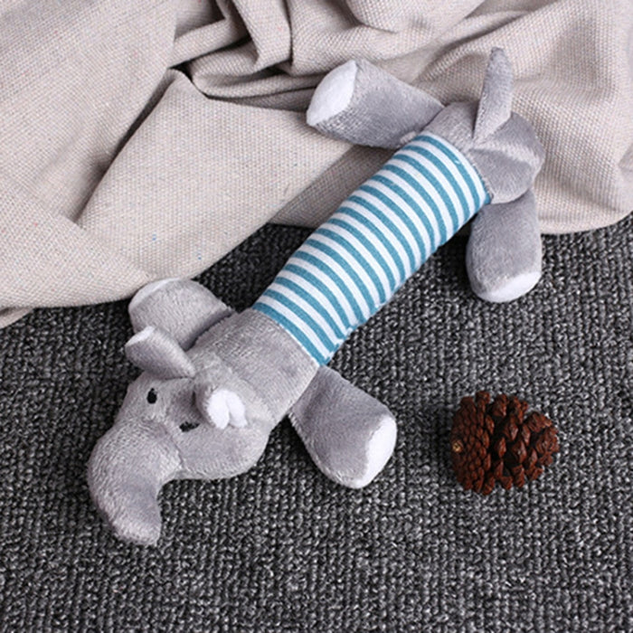 Animal Cute Long Striped Plush Sounding Pet Toy, Elephant, Pig, Duck