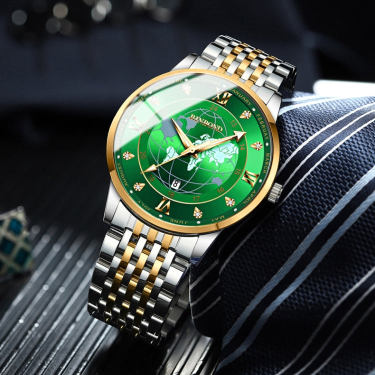 BINBOND B1117 30M Waterproof Earth Dial Butterfly Buckle Luminous Quartz Watch