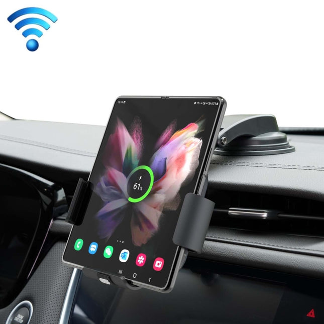 For Samsung Galaxy Z Fold4 / 3 S10 Folding Screen Mobile Phone Vehicle Bracket Dual Coil Wireless Charger