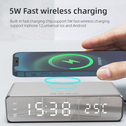 W258 With Clock / Temperature Display Desktop Phone / Earphone Wireless Charging, W258 5W (Black), W258 5W (Silver)
