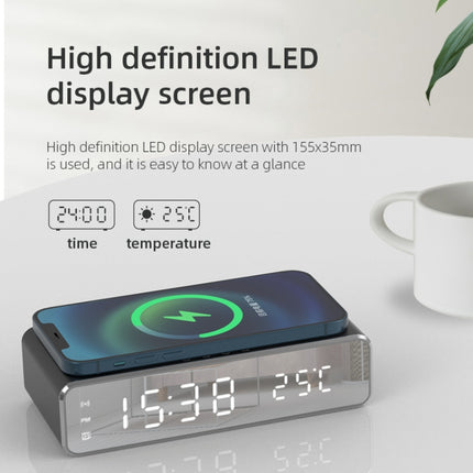 W258 With Clock / Temperature Display Desktop Phone / Earphone Wireless Charging, W258 5W (Black), W258 5W (Silver)