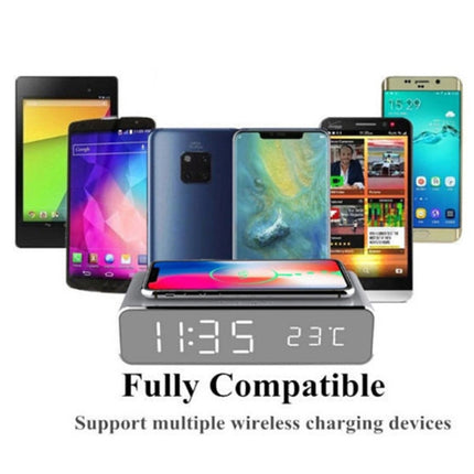 W258 With Clock / Temperature Display Desktop Phone / Earphone Wireless Charging, W258 5W (Black), W258 5W (Silver)