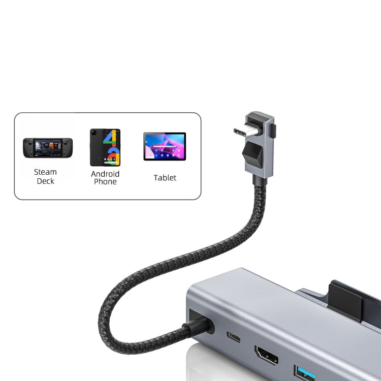 For Steam Deck HDMI+RJ45+2 USB 3.0 +USB-C/Type-C 3.0+USB-C PD 100W  6-In-1 Base Docking Station Bracket, JL-330B  6-In-1