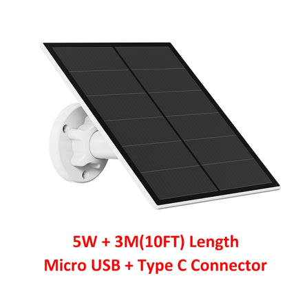 5W Monocrystalline Silicon Outdoor Camera Solar Panel Support USB&Type-C/USB-C Interface