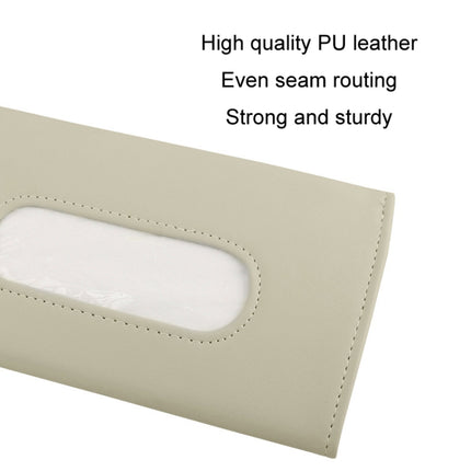 Car Sun Visor Tissue Holder Leather Hanging Storage Box, Black, Beige