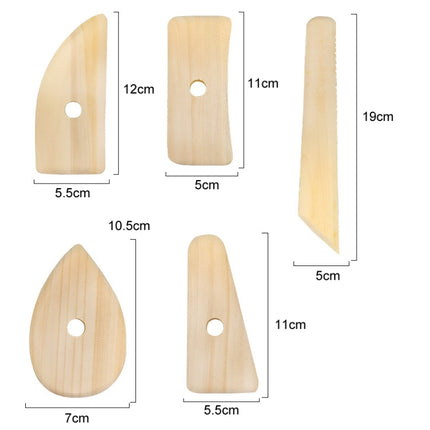 Wooden Skeleton Knife Pottery Scraper Handmade Tools, 5pcs/set